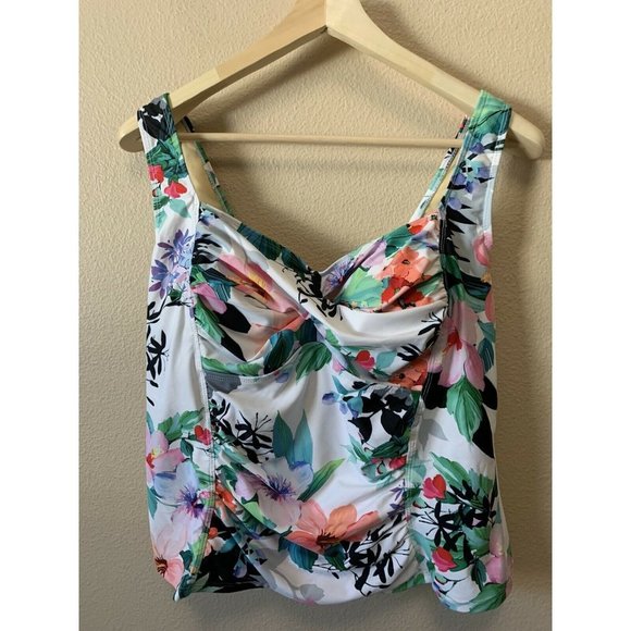 Shore Club Floral Tankini Top/Brief Attached Bra - Picture 1 of 9